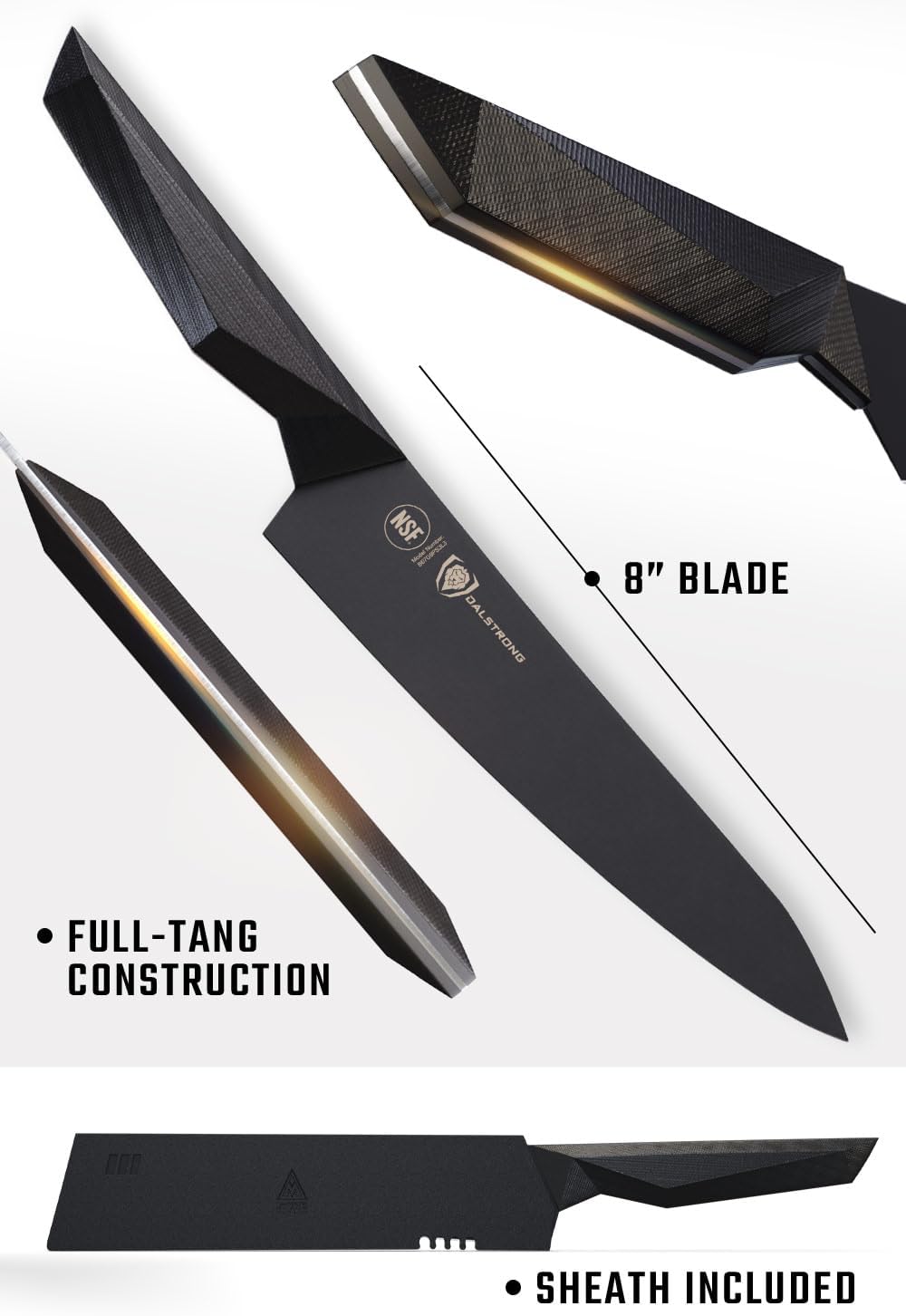 8" Chef Knife - Titanium Nitride Coated Steel