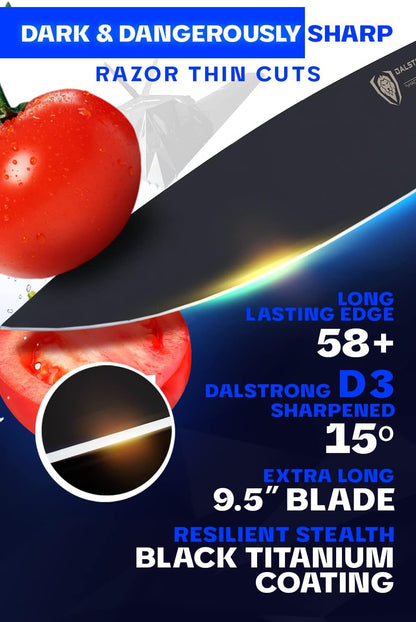 8" Chef Knife - Titanium Nitride Coated Steel