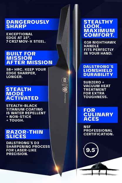 8" Chef Knife - Titanium Nitride Coated Steel