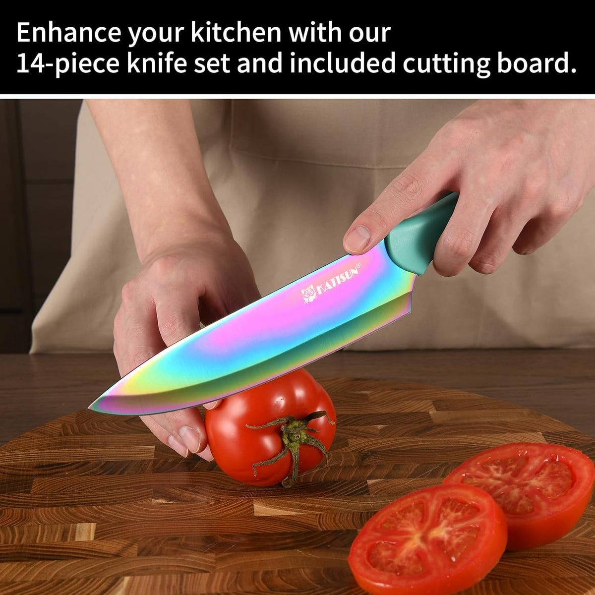 Knife Set, 15 Pieces Knives Sets for Kitchen with Block, Dishwasher Safe Kitchen Knife Set with Built in Sharpener Block, German High Carbon Stainless Steel Knife Block Set with Pink Nonstick Coating