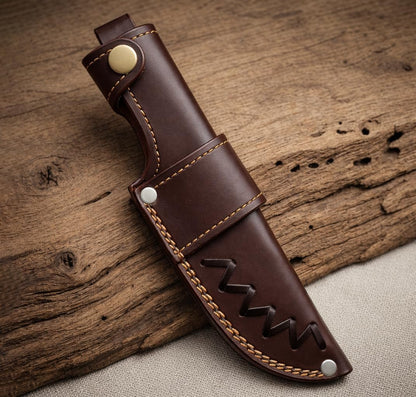Custom Leather Sheath Tooled Leather Sheath/Hunting Knife Sheath Universal Knife Sheath, Sheath Fit up to 6.0" Blade 100% Real Laether (Dark Brown)