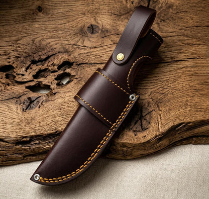 Custom Leather Sheath Tooled Leather Sheath/Hunting Knife Sheath Universal Knife Sheath, Sheath Fit up to 6.0" Blade 100% Real Laether (Dark Brown)