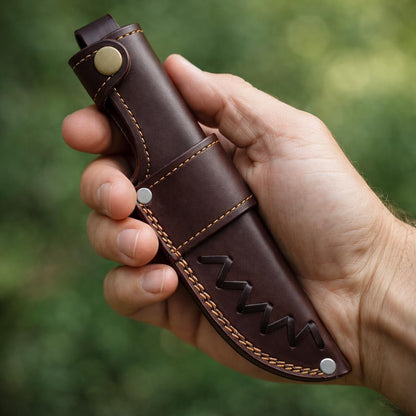 Custom Leather Sheath Tooled Leather Sheath/Hunting Knife Sheath Universal Knife Sheath, Sheath Fit up to 6.0" Blade 100% Real Laether (Dark Brown)