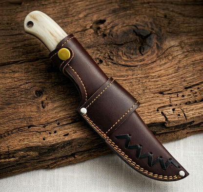 Custom Leather Sheath Tooled Leather Sheath/Hunting Knife Sheath Universal Knife Sheath, Sheath Fit up to 6.0" Blade 100% Real Laether (Dark Brown)