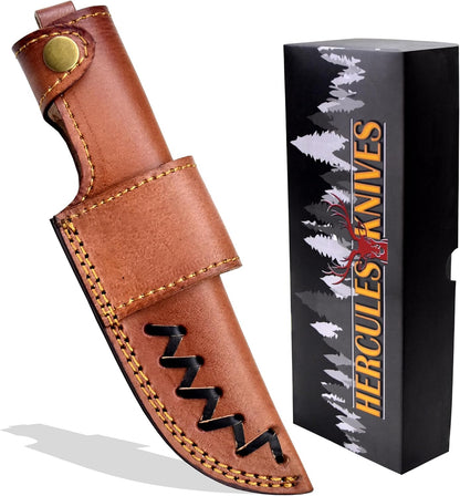 Custom Leather Sheath Tooled Leather Sheath/Hunting Knife Sheath Universal Knife Sheath, Sheath Fit up to 6.0" Blade 100% Real Laether (Dark Brown)