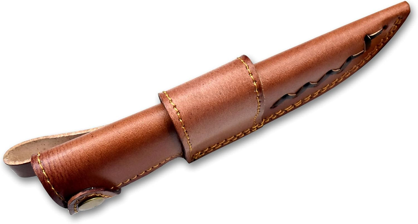 Custom Leather Sheath Tooled Leather Sheath/Hunting Knife Sheath Universal Knife Sheath, Sheath Fit up to 6.0" Blade 100% Real Laether (Dark Brown)