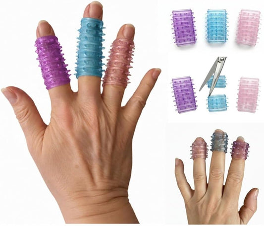 Skin Picking & Fidget Support Finger Covers for OCD & Dermatillomania, Textured Silicone Finger Sleeves for Anxiety, Nail Biting & Anti-Skin Picking (3-Pack)