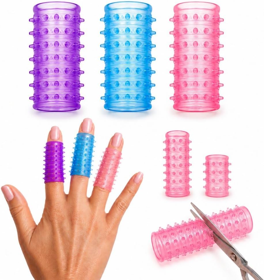 Skin Picking & Fidget Support Finger Covers for OCD & Dermatillomania, Textured Silicone Finger Sleeves for Anxiety, Nail Biting & Anti-Skin Picking (3-Pack)
