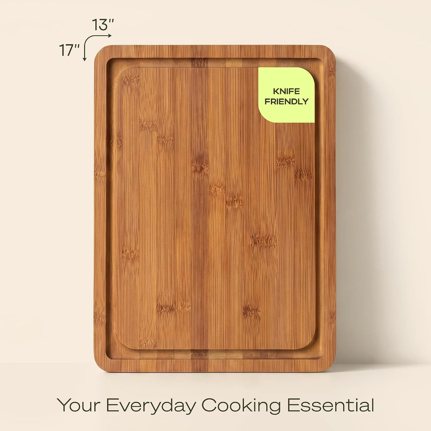 Wooden Cutting Boards for Kitchen Meal Prep & Serving - Non Toxic Bamboo Wood Cutting Board Set with Deep Juice Groove Side Handles - Charcuterie & Chopping Butcher Block for Meat