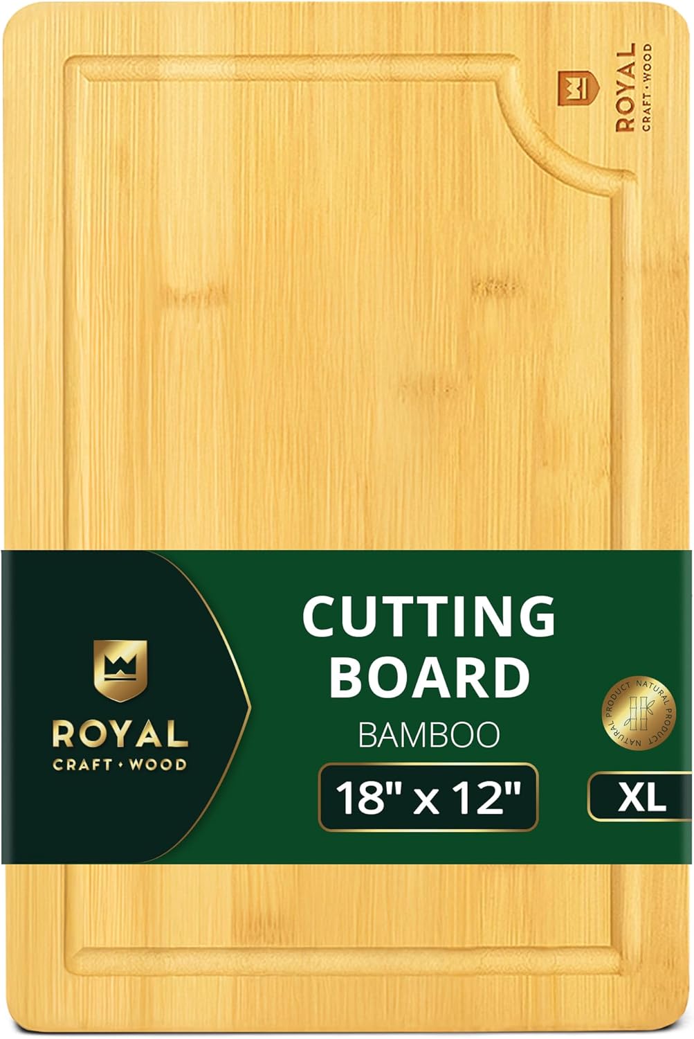Wooden Cutting Boards for Kitchen Meal Prep & Serving - Non Toxic Bamboo Wood Cutting Board Set with Deep Juice Groove Side Handles - Charcuterie & Chopping Butcher Block for Meat