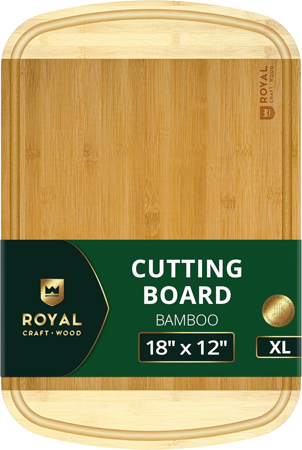 Wooden Cutting Boards for Kitchen Meal Prep & Serving - Non Toxic Bamboo Wood Cutting Board Set with Deep Juice Groove Side Handles - Charcuterie & Chopping Butcher Block for Meat