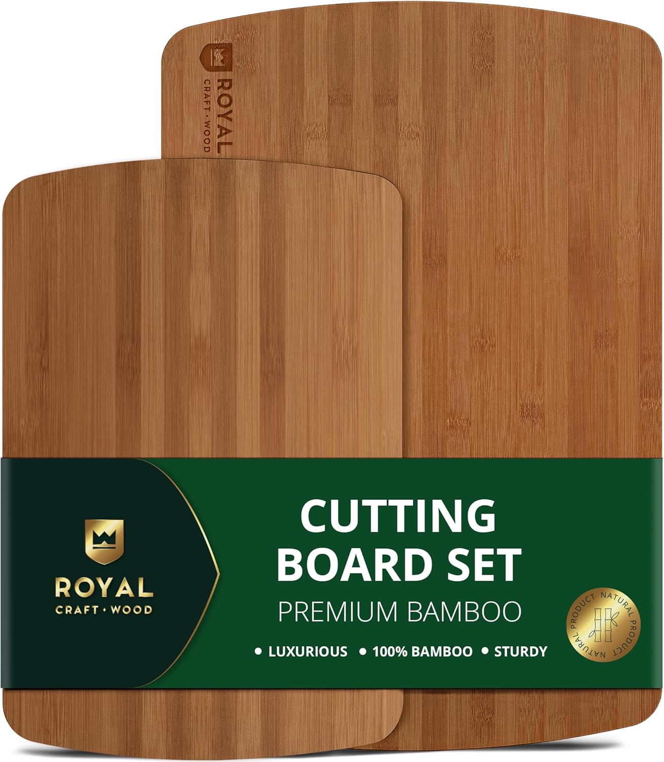 Wooden Cutting Boards for Kitchen Meal Prep & Serving - Non Toxic Bamboo Wood Cutting Board Set with Deep Juice Groove Side Handles - Charcuterie & Chopping Butcher Block for Meat