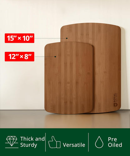 Wooden Cutting Boards for Kitchen Meal Prep & Serving - Non Toxic Bamboo Wood Cutting Board Set with Deep Juice Groove Side Handles - Charcuterie & Chopping Butcher Block for Meat