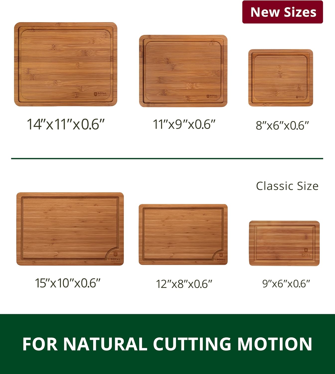 Wooden Cutting Boards for Kitchen Meal Prep & Serving - Non Toxic Bamboo Wood Cutting Board Set with Deep Juice Groove Side Handles - Charcuterie & Chopping Butcher Block for Meat