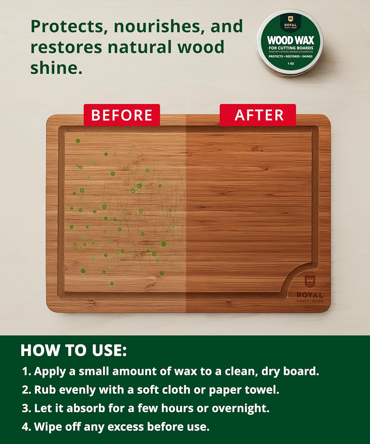 Wooden Cutting Boards for Kitchen Meal Prep & Serving - Non Toxic Bamboo Wood Cutting Board Set with Deep Juice Groove Side Handles - Charcuterie & Chopping Butcher Block for Meat