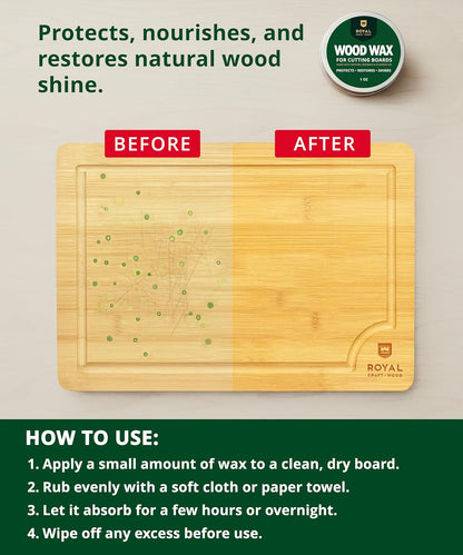 Wooden Cutting Boards for Kitchen Meal Prep & Serving - Non Toxic Bamboo Wood Cutting Board Set with Deep Juice Groove Side Handles - Charcuterie & Chopping Butcher Block for Meat
