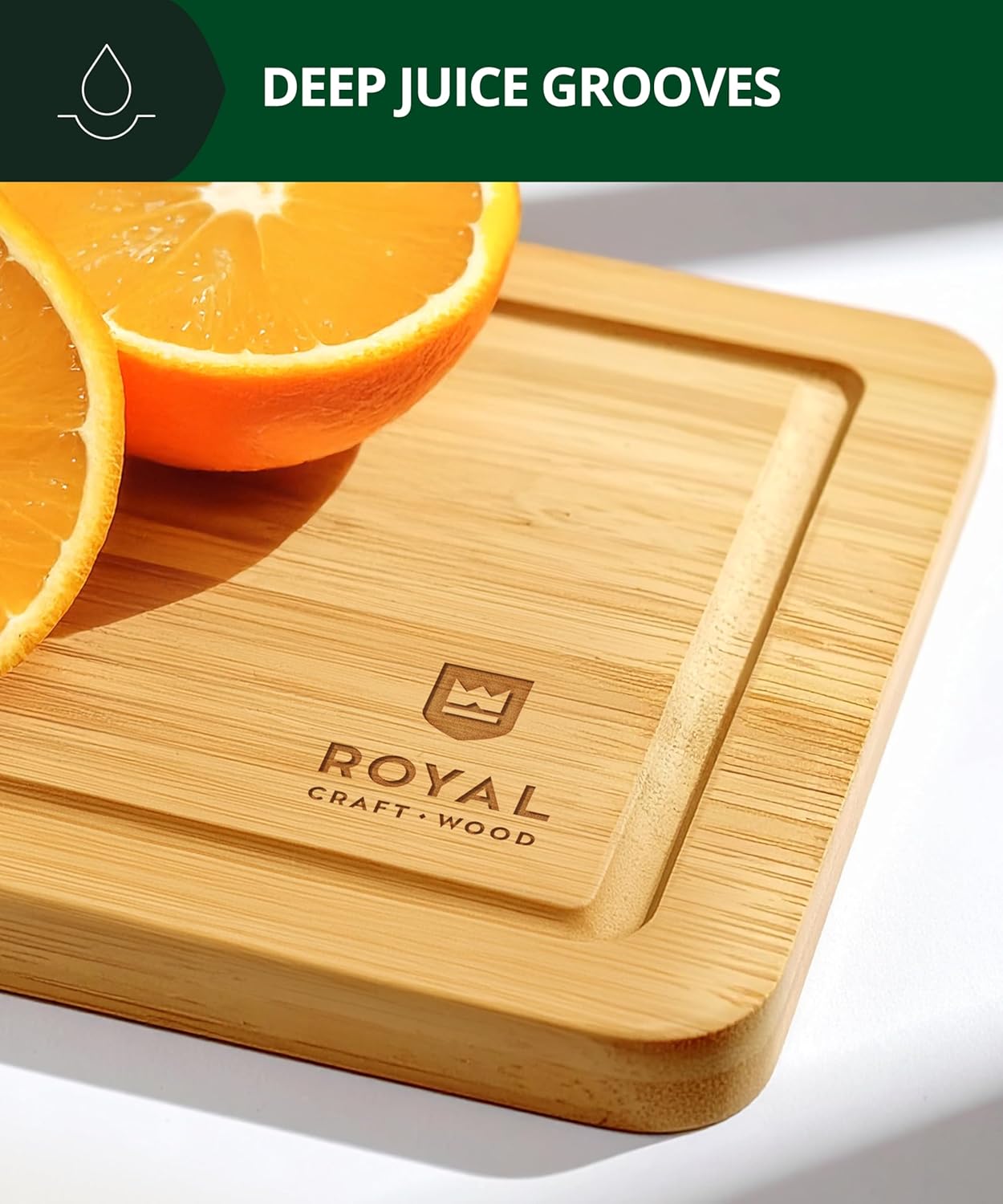 Wooden Cutting Boards for Kitchen Meal Prep & Serving - Non Toxic Bamboo Wood Cutting Board Set with Deep Juice Groove Side Handles - Charcuterie & Chopping Butcher Block for Meat