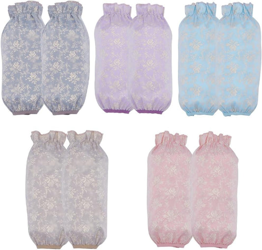 5 Pairs Stain Resistant Sleeves Kitchen Oilproof Arm Sleeves Covers Protector Waterproof Winter Double Layer Oversleeves Sleevelet Cleaning Accessories for Women Work Dish Washing