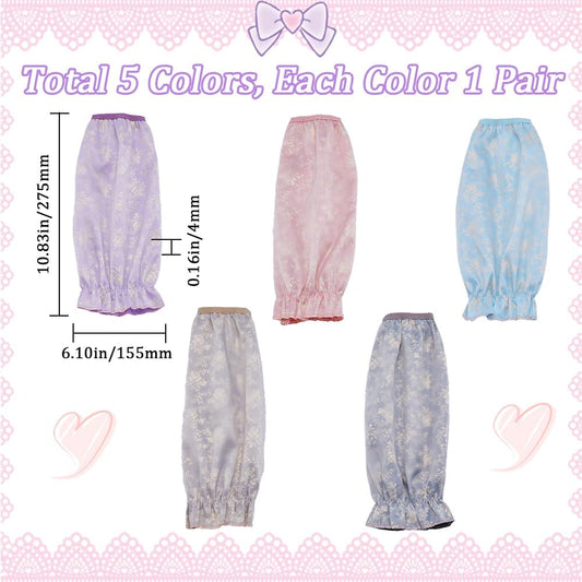 5 Pairs Stain Resistant Sleeves Kitchen Oilproof Arm Sleeves Covers Protector Waterproof Winter Double Layer Oversleeves Sleevelet Cleaning Accessories for Women Work Dish Washing
