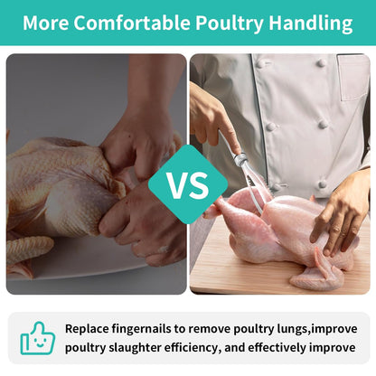 Upgraded Poultry Shears and Stainless Steel Lung Remover, SUS 304 Chicken Processing Equipment with Strong Working Head and Ergonomic Handle, Essential Chicken Butchering Equipment Kitchen Tool