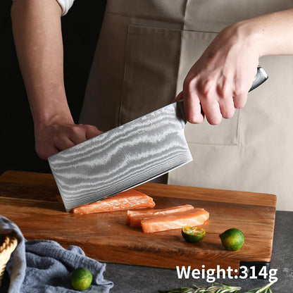 Cleaver Knife, 7" - Chinese Cleaver with VG10 Core Blades, 67-Layer Damascus Steel with Non-slip Micarta Wood Ergonomic Handle, Meat Cleaver for Heavy-Duty Chopping and Slicing