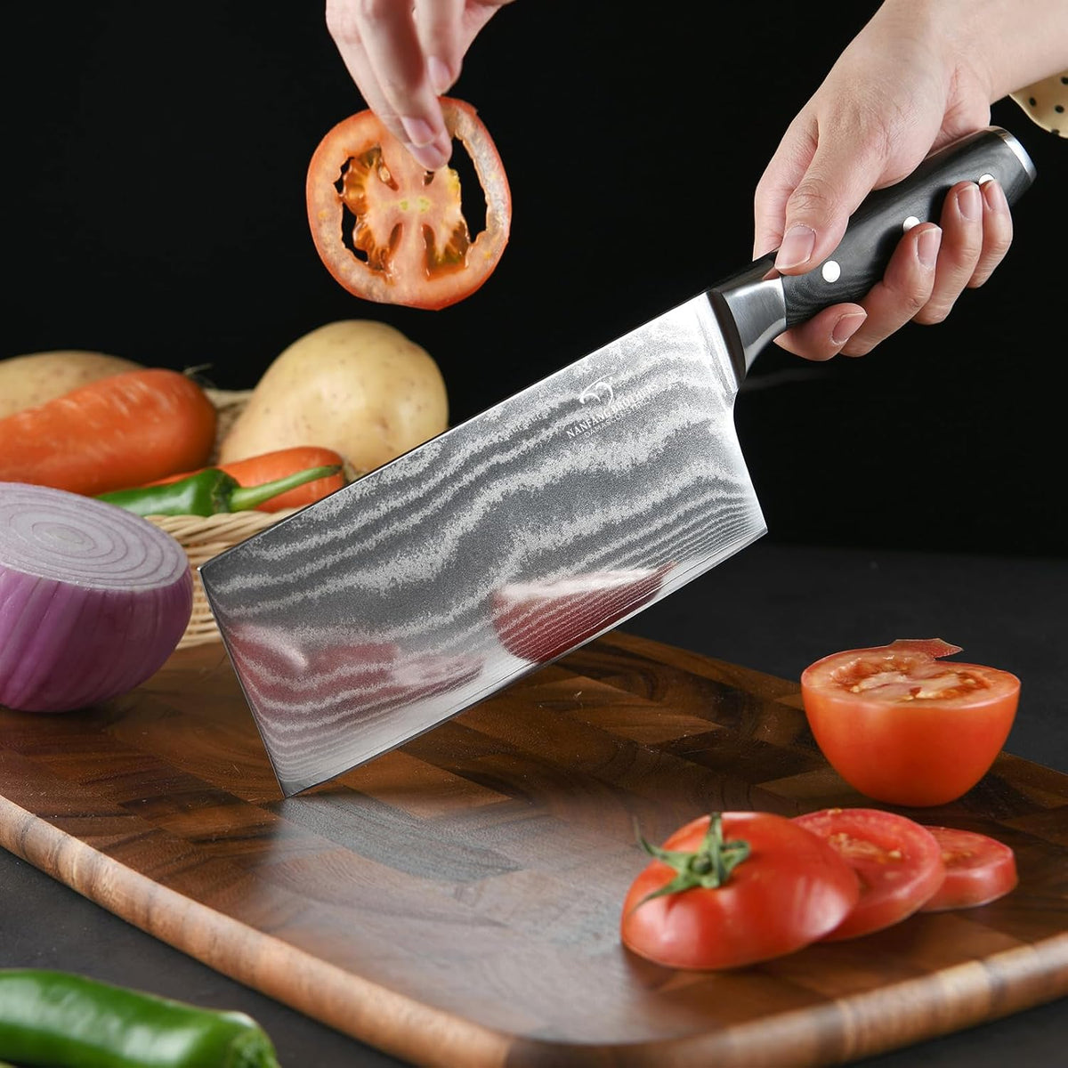 Cleaver Knife, 7" - Chinese Cleaver with VG10 Core Blades, 67-Layer Damascus Steel with Non-slip Micarta Wood Ergonomic Handle, Meat Cleaver for Heavy-Duty Chopping and Slicing