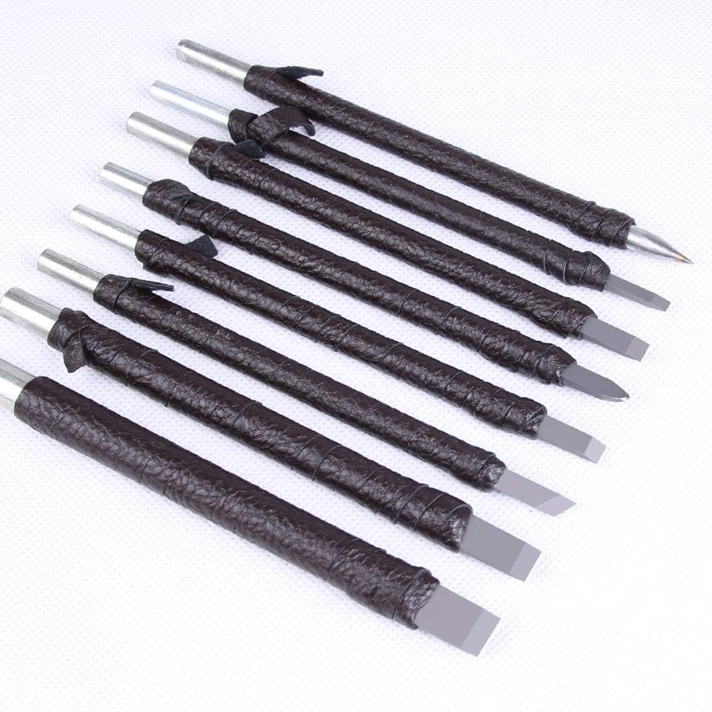 Stone Seal Engraving Kit/Stone Carving Set/Stone Engraving Tools with Clamp Stone Carving Chisel Set (8 Knife)