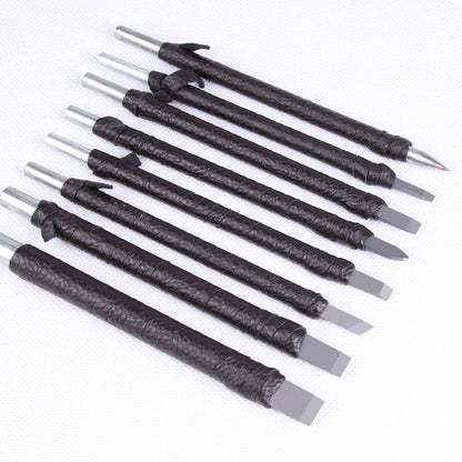 Stone Seal Engraving Kit/Stone Carving Set/Stone Engraving Tools with Clamp Stone Carving Chisel Set (8 Knife)