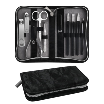 Manicure Pedicure Set, Nail Clipper Set 10-Piece Set Professional Manicure Kit Nail Kit with Portable Brown Travel Case Gift for Men Boyfriend Parent