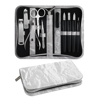 Manicure Pedicure Set, Nail Clipper Set 10-Piece Set Professional Manicure Kit Nail Kit with Portable Brown Travel Case Gift for Men Boyfriend Parent