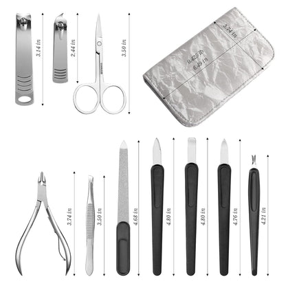 Manicure Pedicure Set, Nail Clipper Set 10-Piece Set Professional Manicure Kit Nail Kit with Portable Brown Travel Case Gift for Men Boyfriend Parent