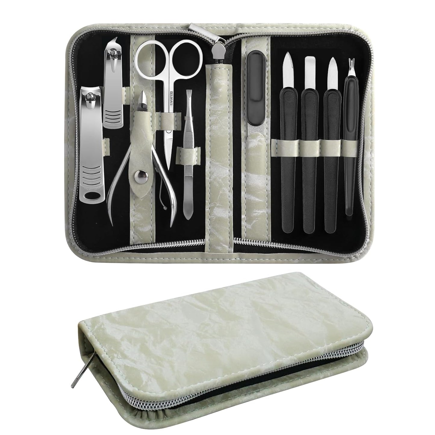 Manicure Pedicure Set, Nail Clipper Set 10-Piece Set Professional Manicure Kit Nail Kit with Portable Brown Travel Case Gift for Men Boyfriend Parent