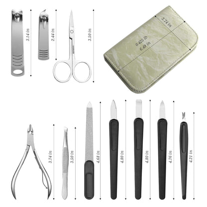 Manicure Pedicure Set, Nail Clipper Set 10-Piece Set Professional Manicure Kit Nail Kit with Portable Brown Travel Case Gift for Men Boyfriend Parent