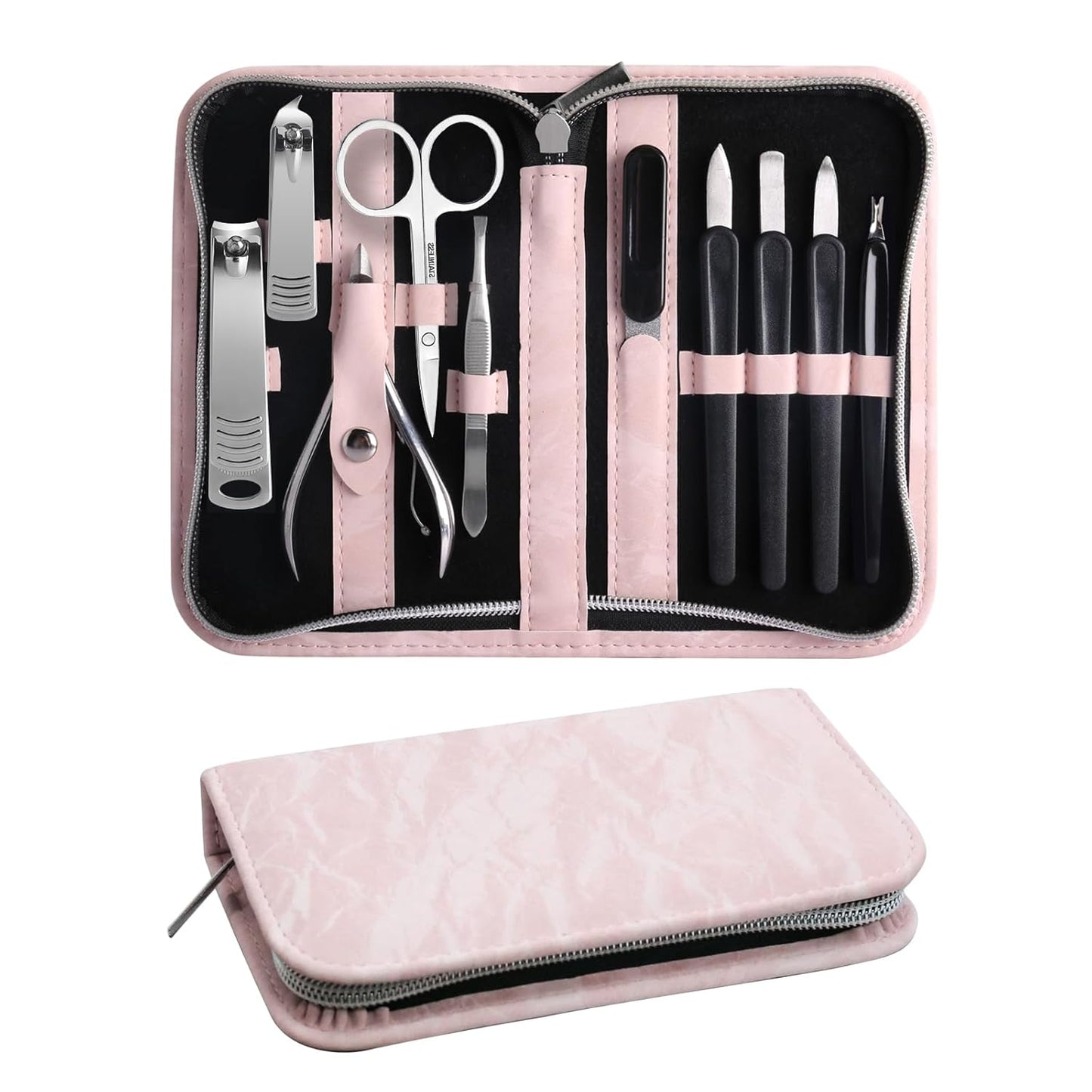 Manicure Pedicure Set, Nail Clipper Set 10-Piece Set Professional Manicure Kit Nail Kit with Portable Brown Travel Case Gift for Men Boyfriend Parent