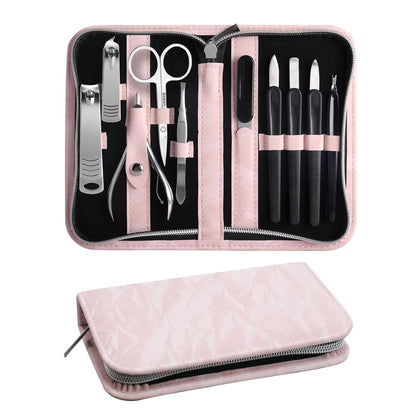 Manicure Pedicure Set, Nail Clipper Set 10-Piece Set Professional Manicure Kit Nail Kit with Portable Brown Travel Case Gift for Men Boyfriend Parent