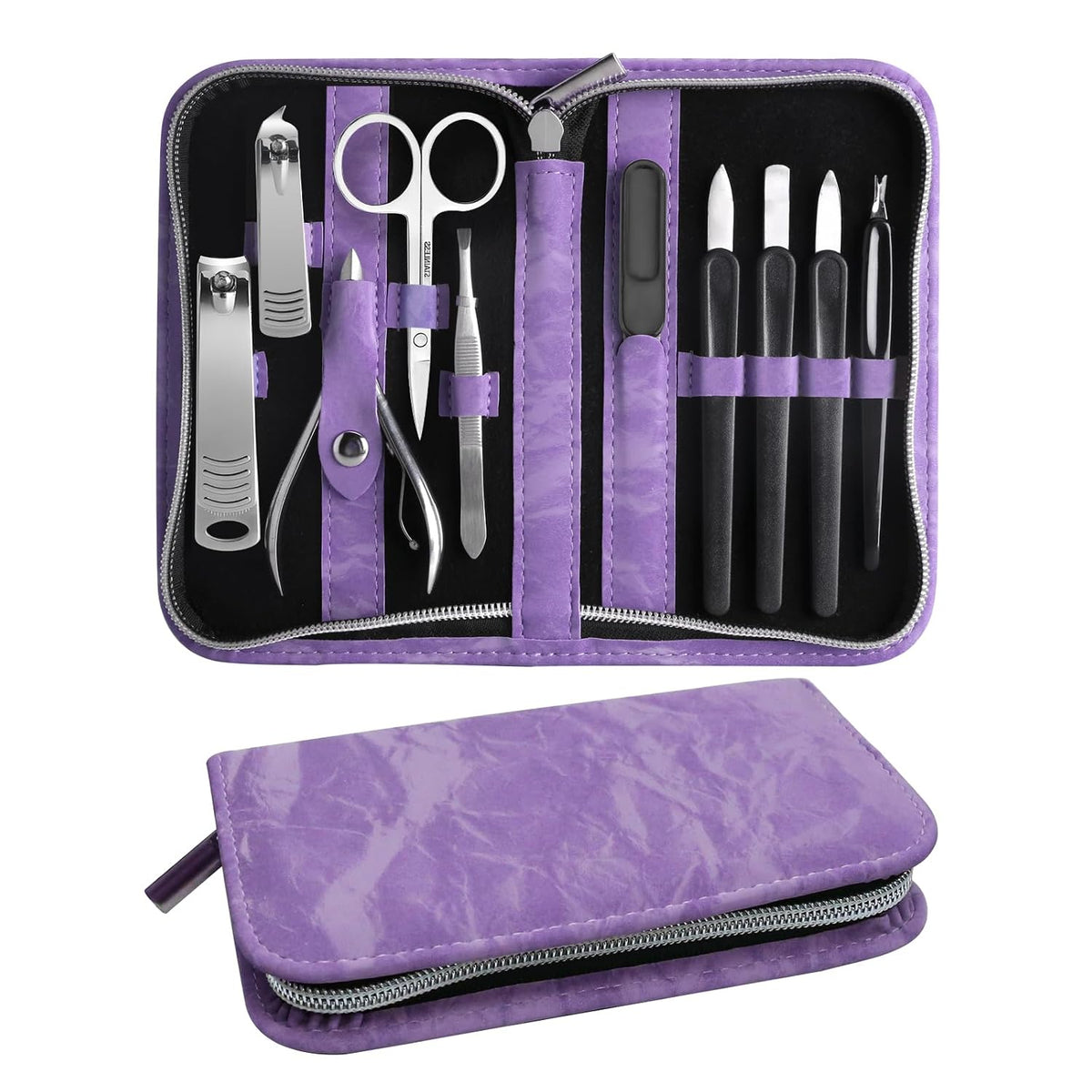 Manicure Pedicure Set, Nail Clipper Set 10-Piece Set Professional Manicure Kit Nail Kit with Portable Brown Travel Case Gift for Men Boyfriend Parent