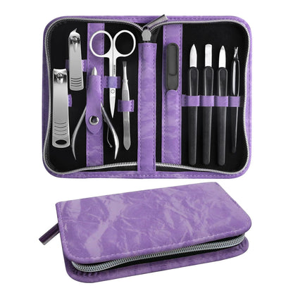 Manicure Pedicure Set, Nail Clipper Set 10-Piece Set Professional Manicure Kit Nail Kit with Portable Brown Travel Case Gift for Men Boyfriend Parent