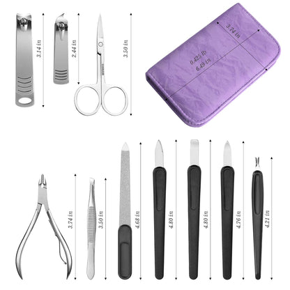 Manicure Pedicure Set, Nail Clipper Set 10-Piece Set Professional Manicure Kit Nail Kit with Portable Brown Travel Case Gift for Men Boyfriend Parent