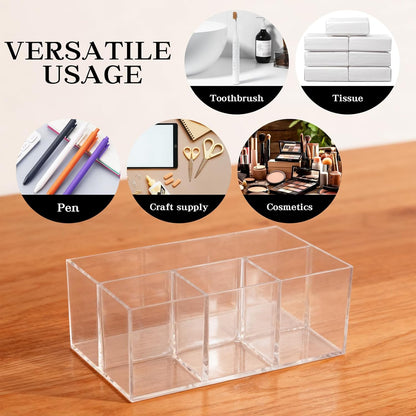2Pack Acrylic Utensil Holder Silverware Organizer 4 Compartments Tableware Storage Box Countertop Cutlery Caddy for Forks, Knives, Spoons, Napkins, Plates，Indoor/Outdoor Use