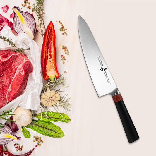 Chef Knife 8 inch Kitchen Knife Cooking Knife Chef's Knife Pro Japanese Gyuto Knife for Vegetable Fruit and Meat, AUS-8 High Carbon Stainless Steel with Ergonomic Handle Gift Box, Ring Lite Series