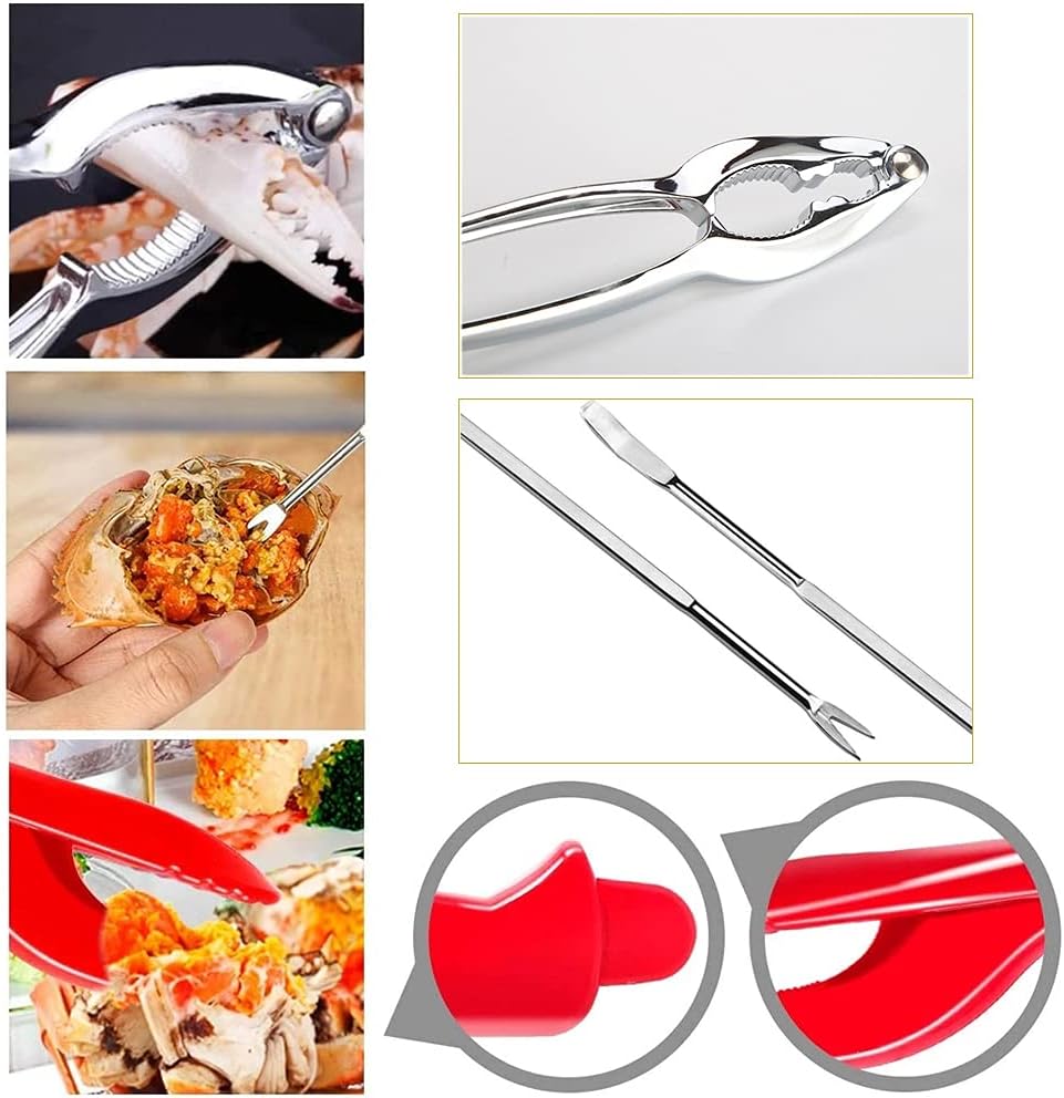 32 PCS Seafood Tools Include Crab Crackers, Seafood Scissors,Oyster Knife, Shrimp Deveiner Tool,Lobster Sheller, Crab Hammer,and Shellfish Forks,Sauce Cups and Nutcracker Set