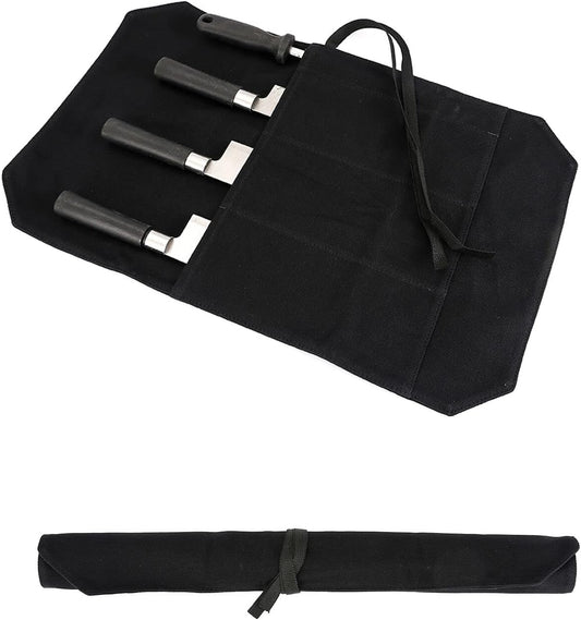 Chef's Knife Roll Bag,Portable Travel Chef Knife Case Knife Bag Carrier Storage Bag with 4 Slots Best Gift for Pro Chef or Culinary Enthusiasts Men Women