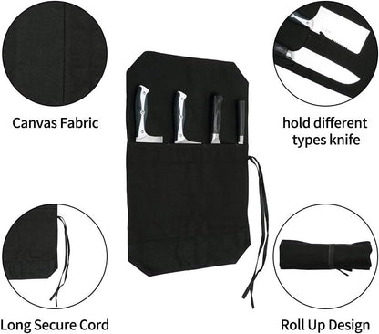 Chef's Knife Roll Bag,Portable Travel Chef Knife Case Knife Bag Carrier Storage Bag with 4 Slots Best Gift for Pro Chef or Culinary Enthusiasts Men Women