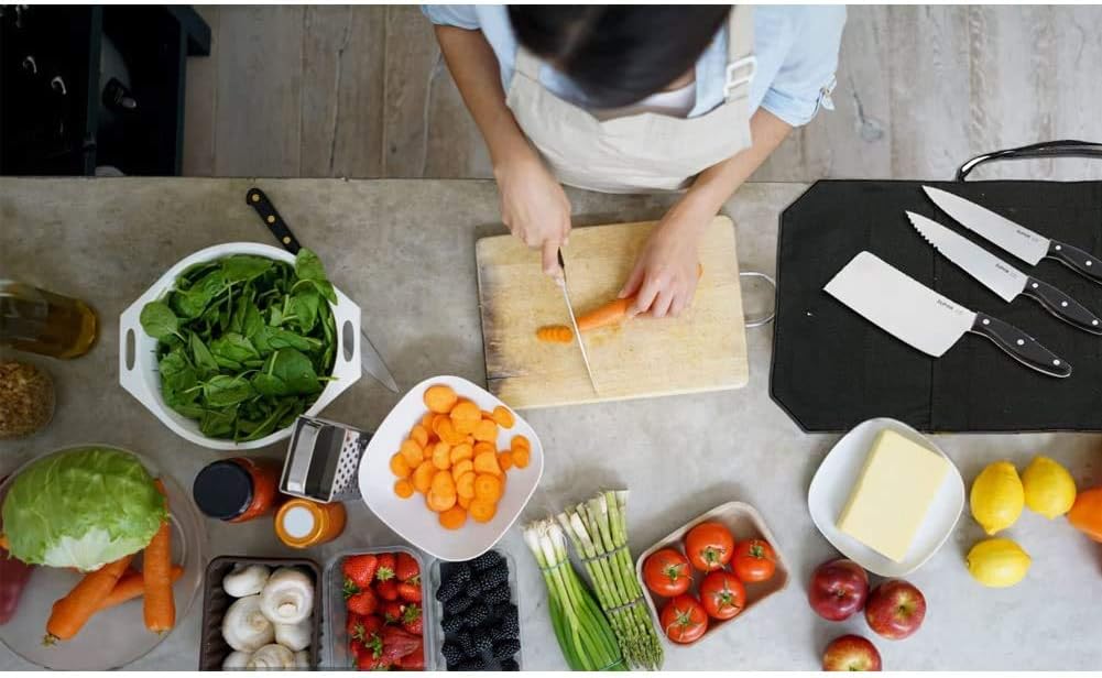 Chef's Knife Roll Bag,Portable Travel Chef Knife Case Knife Bag Carrier Storage Bag with 4 Slots Best Gift for Pro Chef or Culinary Enthusiasts Men Women