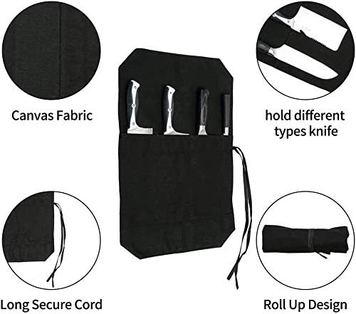 Chef's Knife Roll Bag,Portable Travel Chef Knife Case Knife Bag Carrier Storage Bag with 4 Slots Best Gift for Pro Chef or Culinary Enthusiasts Men Women