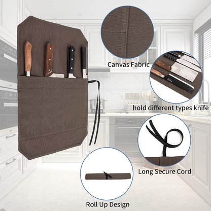 Chef's Knife Roll Bag,Portable Travel Chef Knife Case Knife Bag Carrier Storage Bag with 4 Slots Best Gift for Pro Chef or Culinary Enthusiasts Men Women