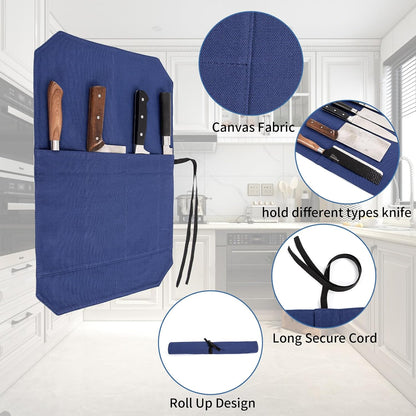 Chef's Knife Roll Bag,Portable Travel Chef Knife Case Knife Bag Carrier Storage Bag with 4 Slots Best Gift for Pro Chef or Culinary Enthusiasts Men Women