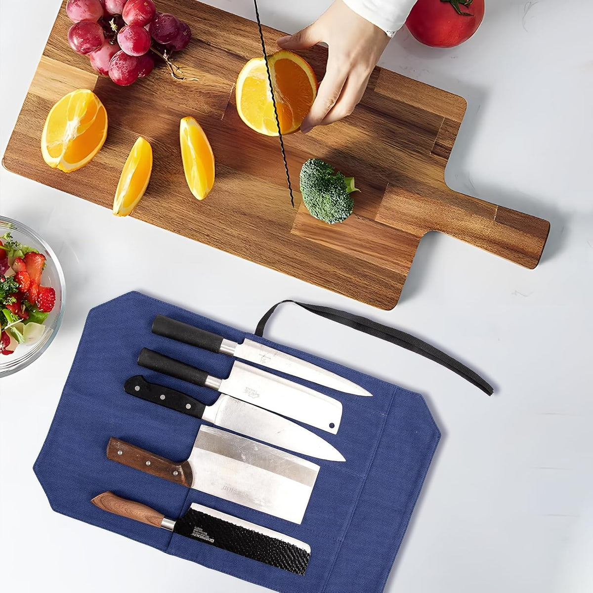 Chef's Knife Roll Bag,Portable Travel Chef Knife Case Knife Bag Carrier Storage Bag with 4 Slots Best Gift for Pro Chef or Culinary Enthusiasts Men Women