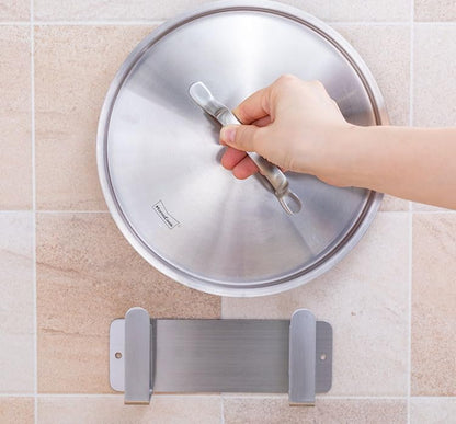 Stainless Steel Wall Mounted Cutting Board Holder Punch-Free Adhesive Multifunctional Kitchen Organizer Pot Lid Storage Rack 7" x 2.3" x 1.8"