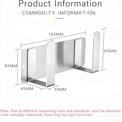 Stainless Steel Wall Mounted Cutting Board Holder Punch-Free Adhesive Multifunctional Kitchen Organizer Pot Lid Storage Rack 7" x 2.3" x 1.8"